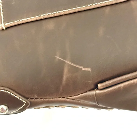 Montana West Western Style Tooled Leather And Studded Crossbody - Picture 14 of 15